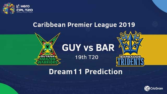 GUY vs BAR Dream11 Team Prediction