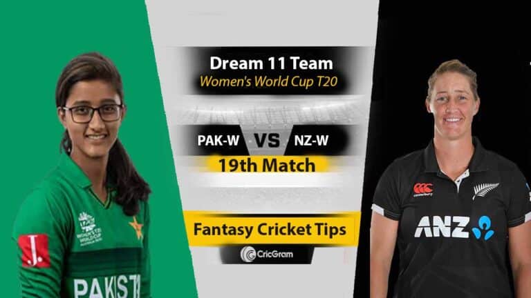 PK-W vs NZ-W Dream 11 Team, 19th Match, ICC Women's World Cup T20