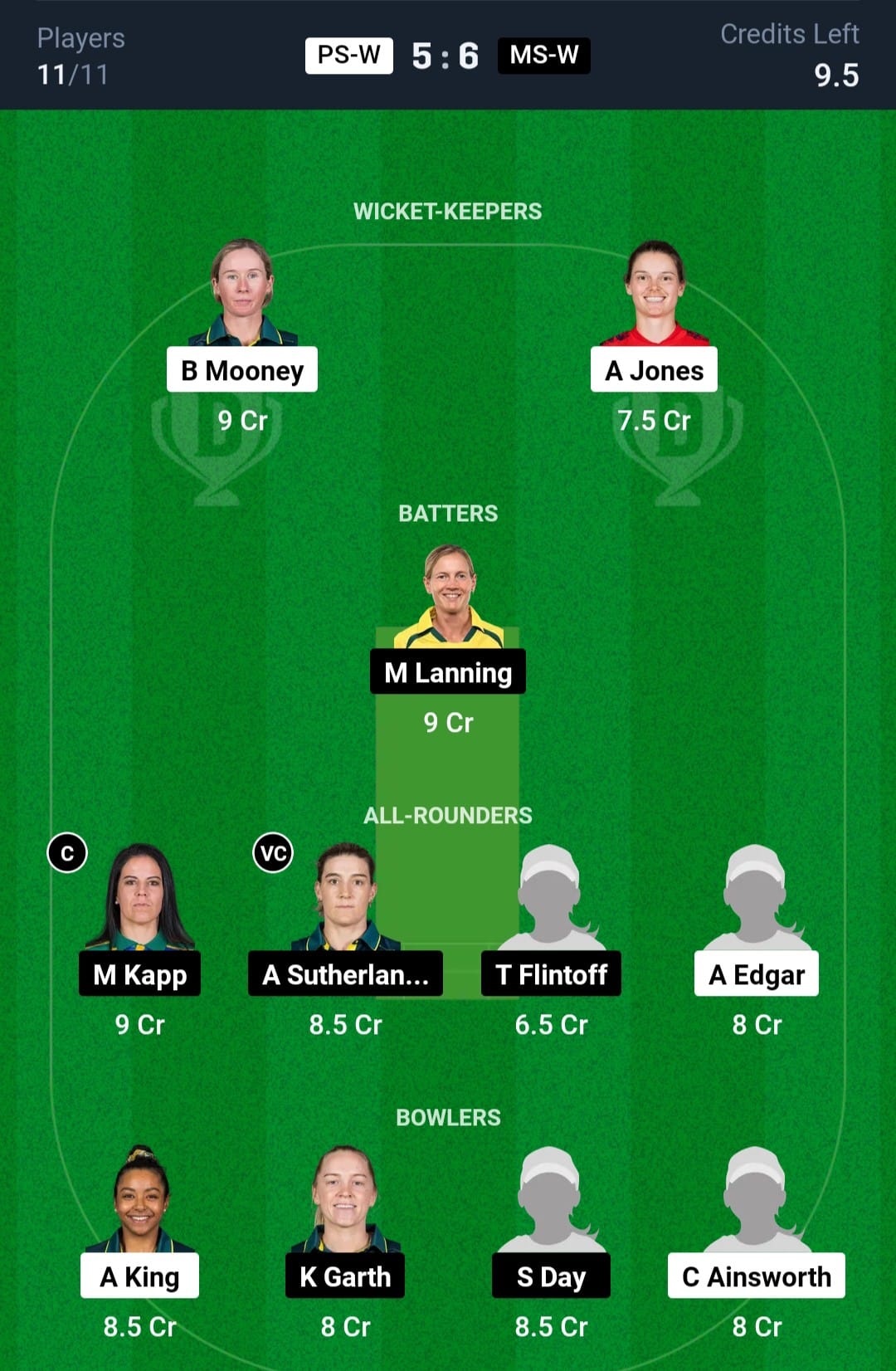 PS W vs MS W Dream11 Team Prediction WBBL