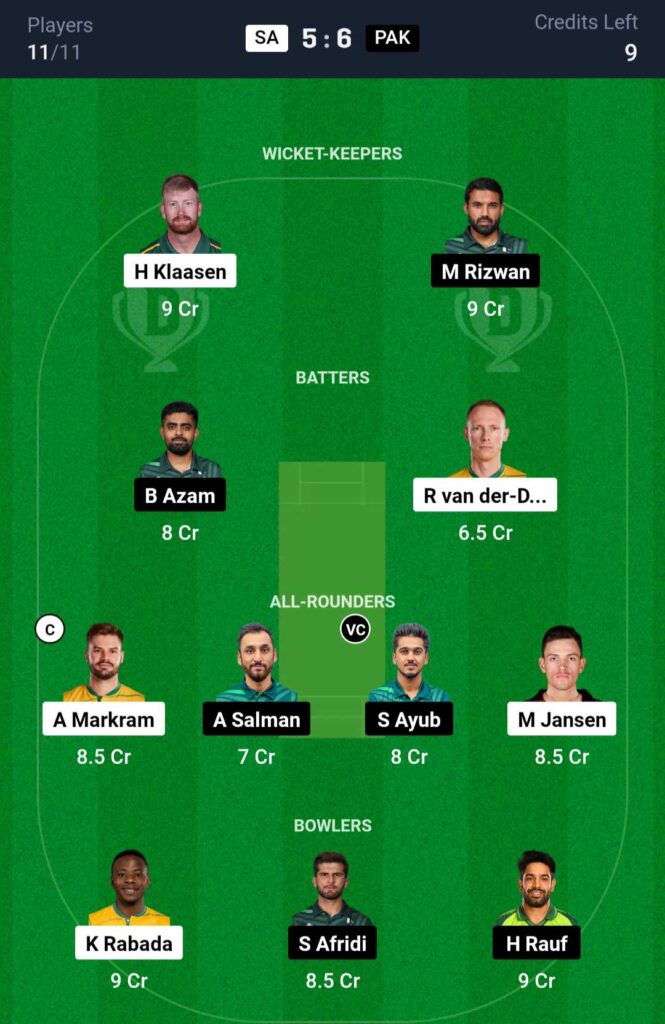 SA vs PAK Dream11 Prediction 2nd ODI