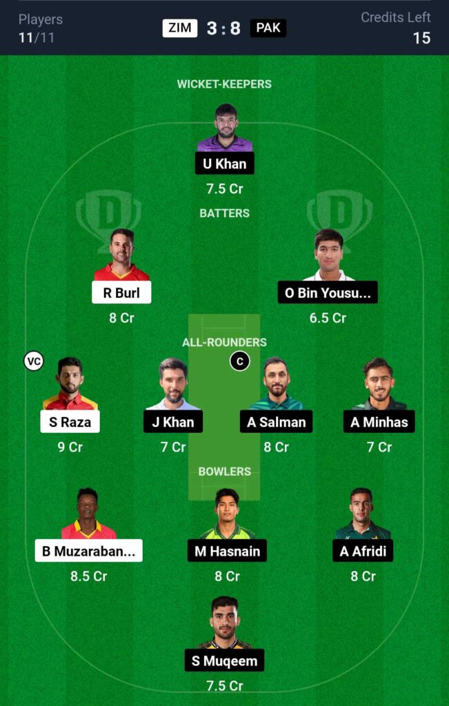 ZIM vs PAK Dream11 Prediction 3rd T20