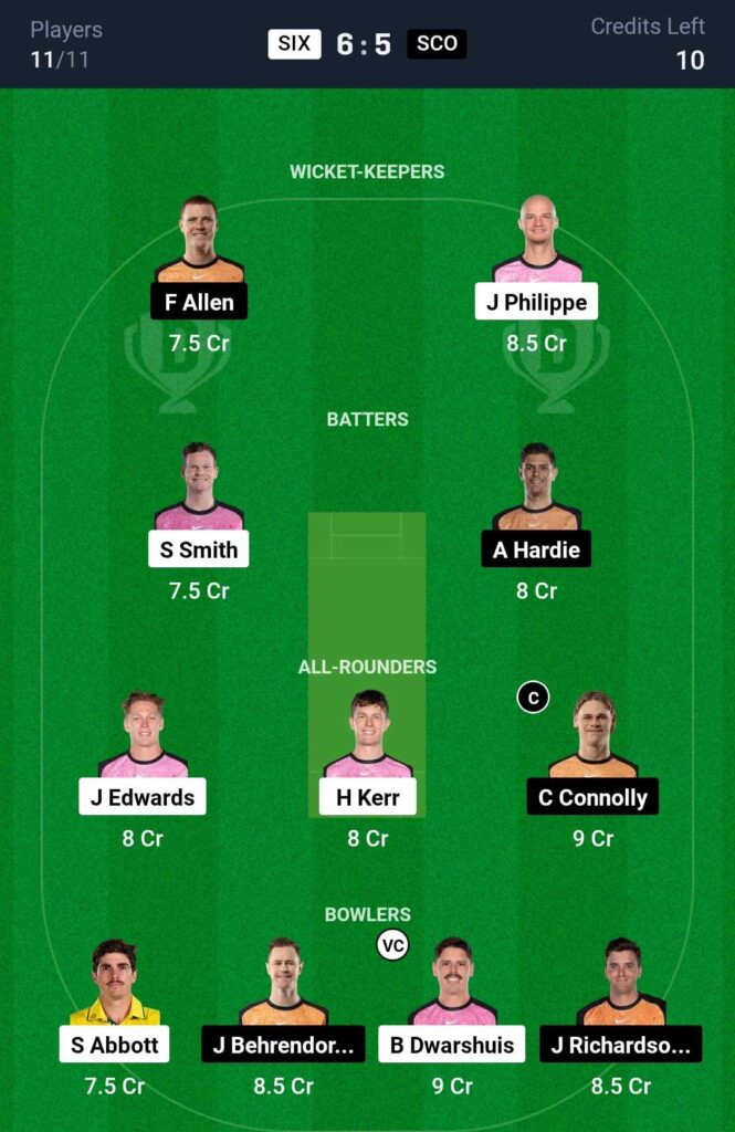 SIX vs SCO Dream11 Prediction