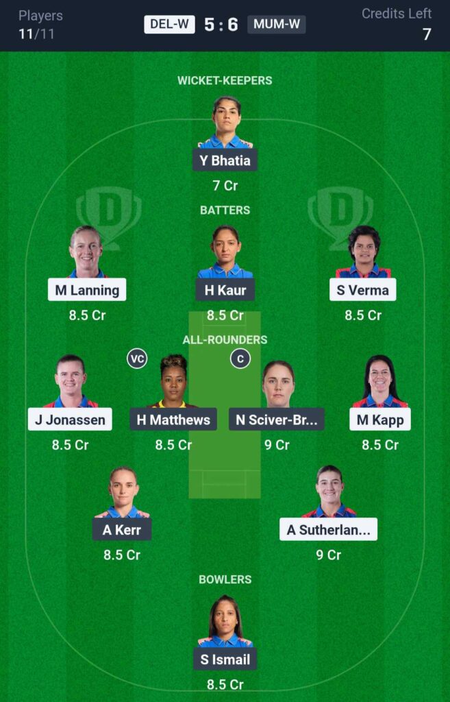 DEL-W vs MUM-W Dream11 Prediction