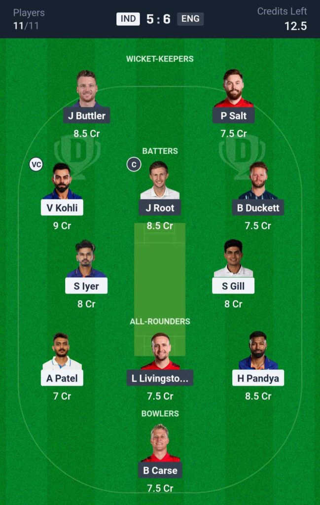 IND vs ENG Dream11 Prediction for 2nd ODI