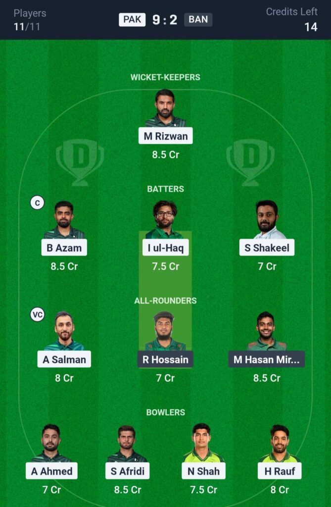 PAK vs BAN Dream11 Team