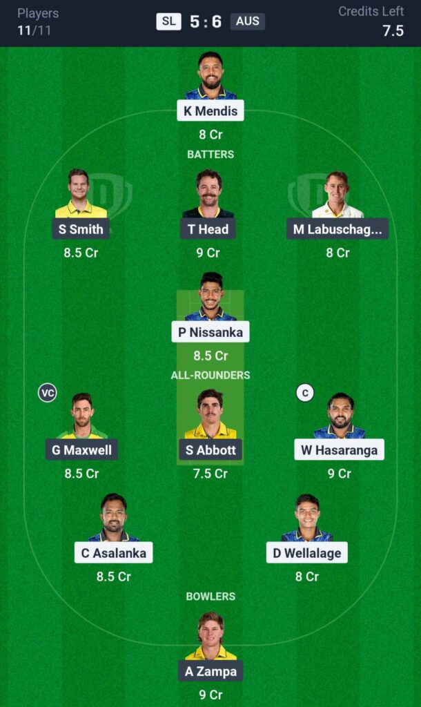 SL vs AUS Dream11 Team Prediction 1st ODI