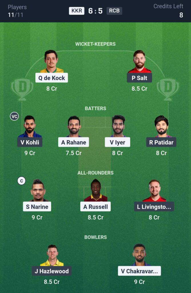 KKR vs RCB Dream11 Team Prediction 1st Match IPL 2025