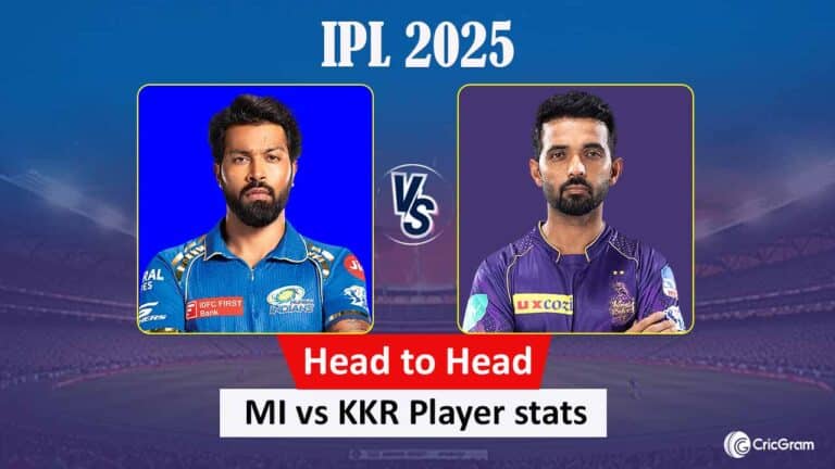 MI vs KKR Head to Head, Records