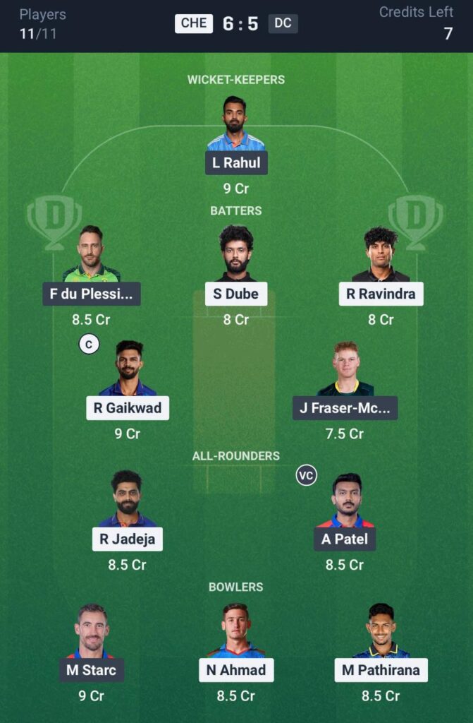 CSK vs DC Dream11 Prediction