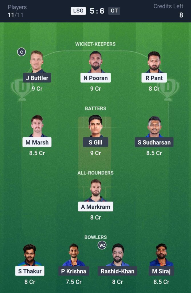 LSG vs GT Dream11 Prediction