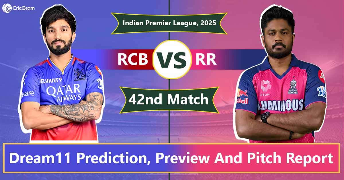 RCB vs RR Dream11 Prediction, Playing 11, Fantasy Cricket Tips: 42nd Match, IPL 2025