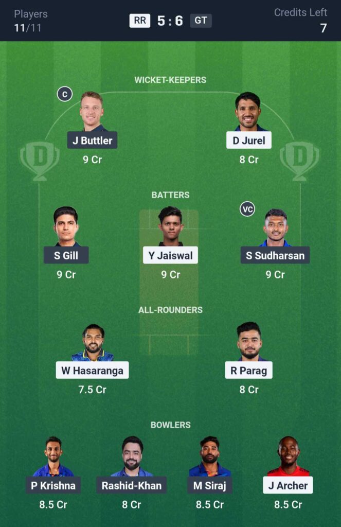 RR vs GT Dream11 Prediction