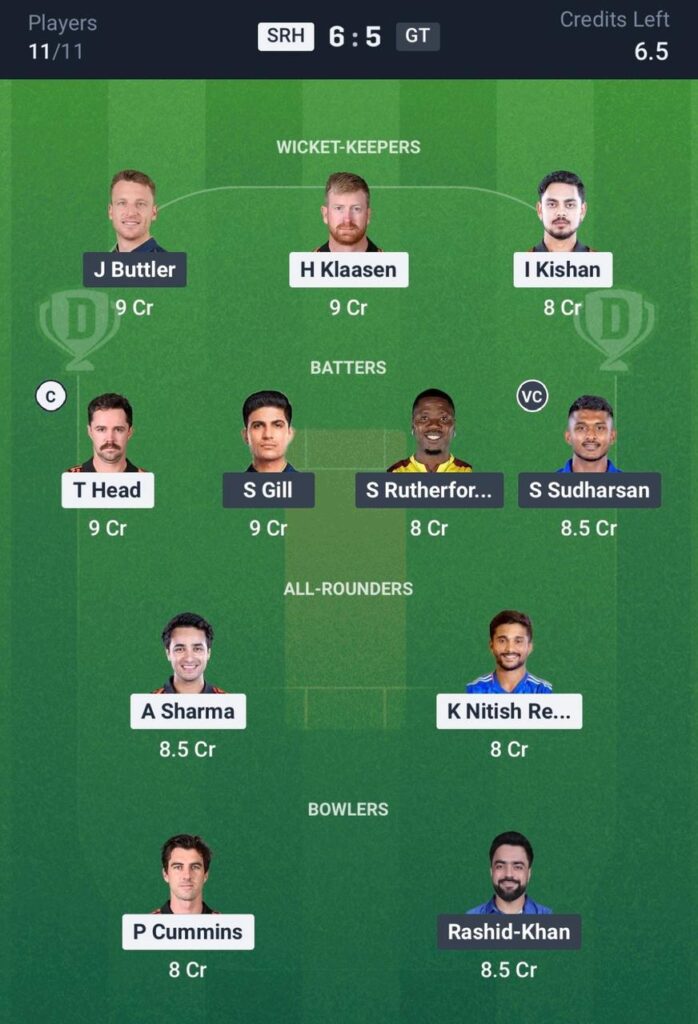 SRH vs GT Dream11 Prediction