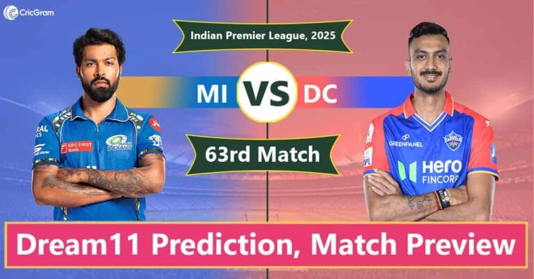 MI vs DC Dream11 Prediction Today & Top Picks – IPL 2025 Match 63