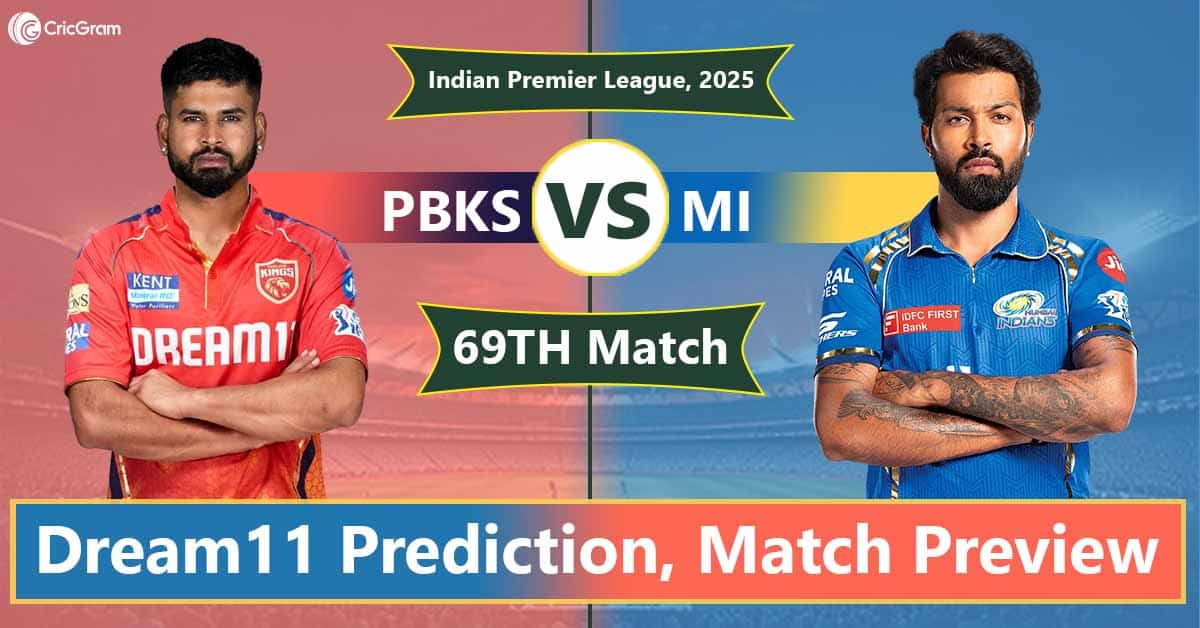 PBKS vs MI Dream11 Prediction Today & Top Picks – IPL 2025 Match 69