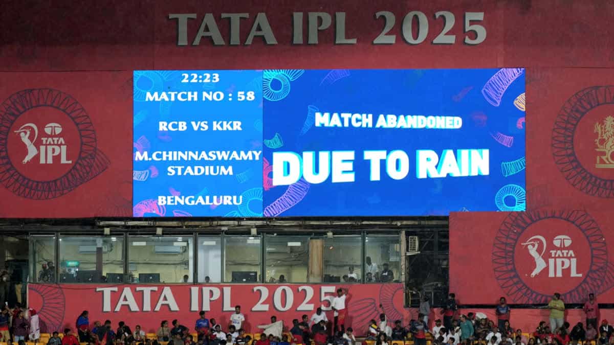 RCB vs KKR Match abandoned due to rain