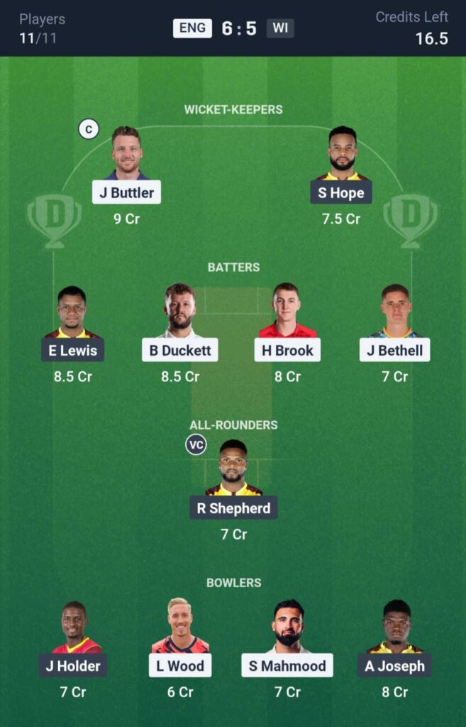 ENG vs WI 3rd T20 Dream11 Prediction