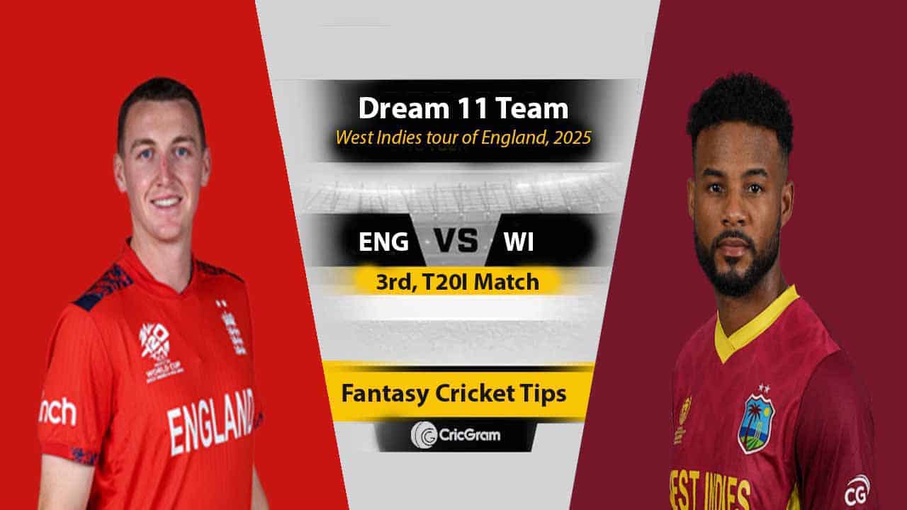 ENG vs WI Dream11 Prediction Today – Fantasy Tips, Best Picks & Playing 11 for 3rd T20I