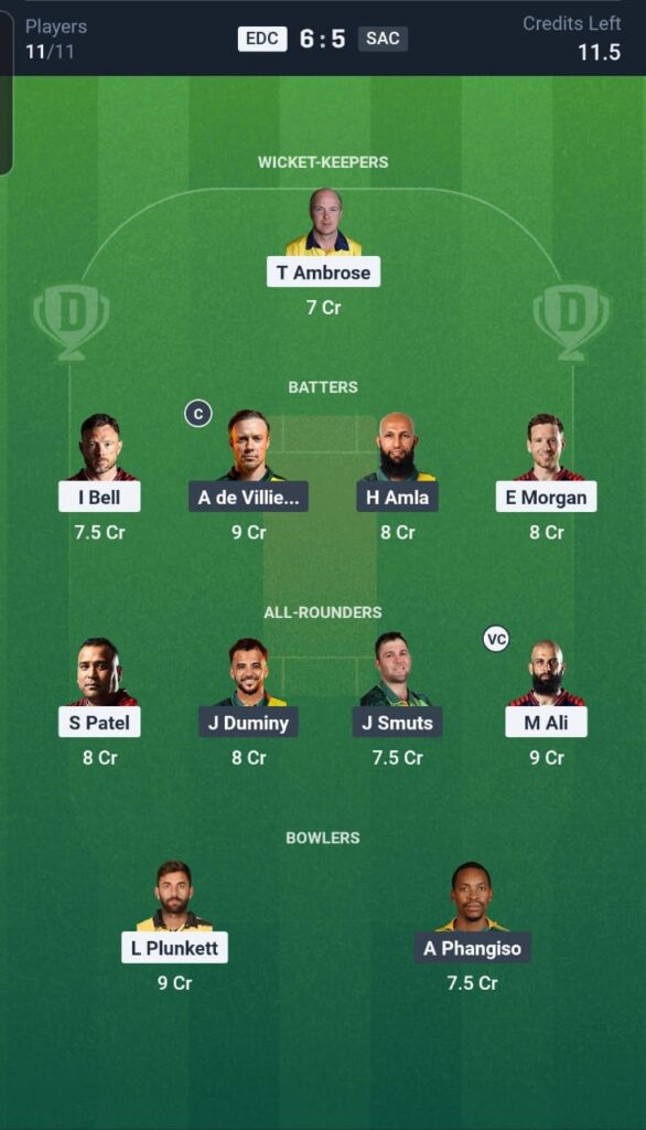 EDC vs SAC Dream11 Team 8th Match