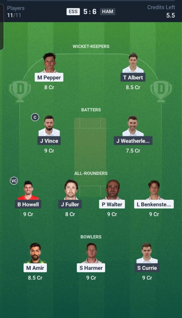 ESS vs HAM Dream11 Team