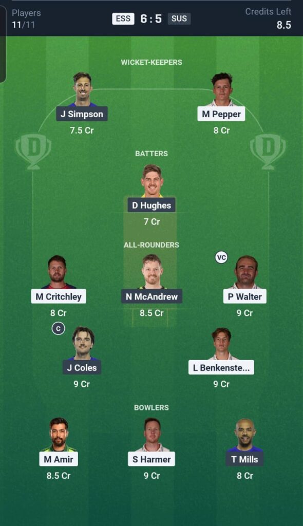 ESS vs SUS Dream11 Team