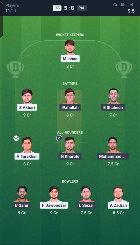 HS vs PAL Dream11 Team Final Match