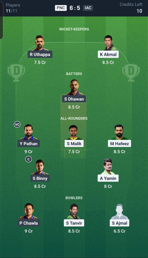 PNC vs IAC Dream11 Team 1st Semi-Final Match