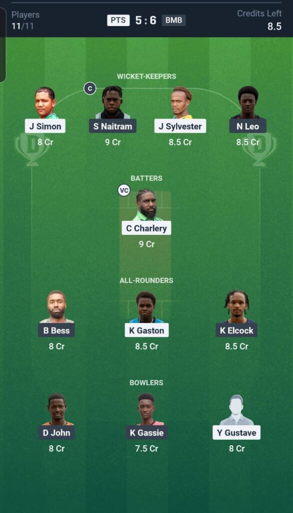 PTS vs BMB Dream11 Team 27th Match