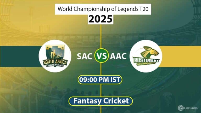 SAC vs AAC Dream 11 Team, 2nd Semi-Final Match World Championship of Legends T20