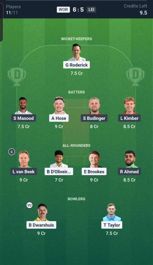 WOR vs LEI Dream11 Prediction
