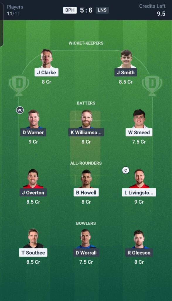 BPH vs LNS Dream11 Team 18th Match