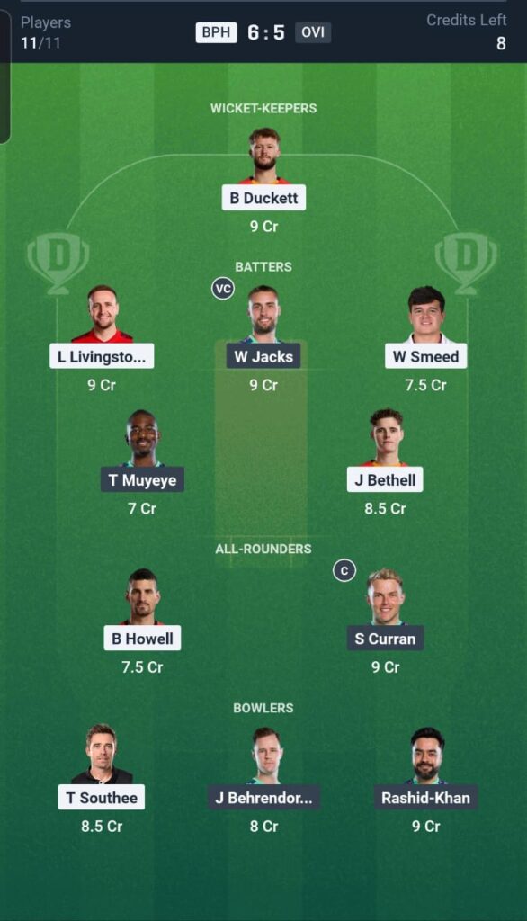 BPH vs OVI Dream11 Team