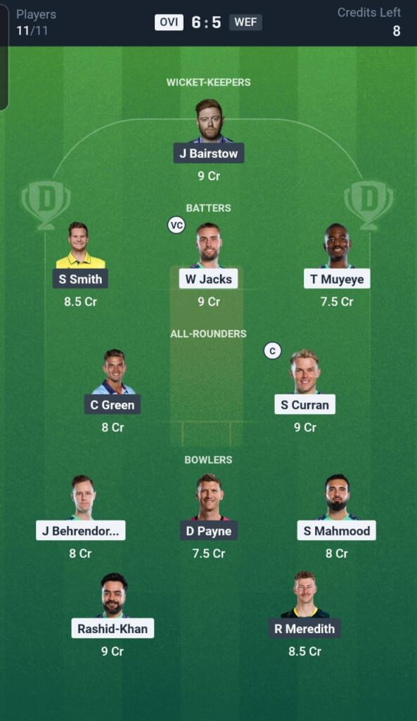 OVI vs WEF Dream11 Team