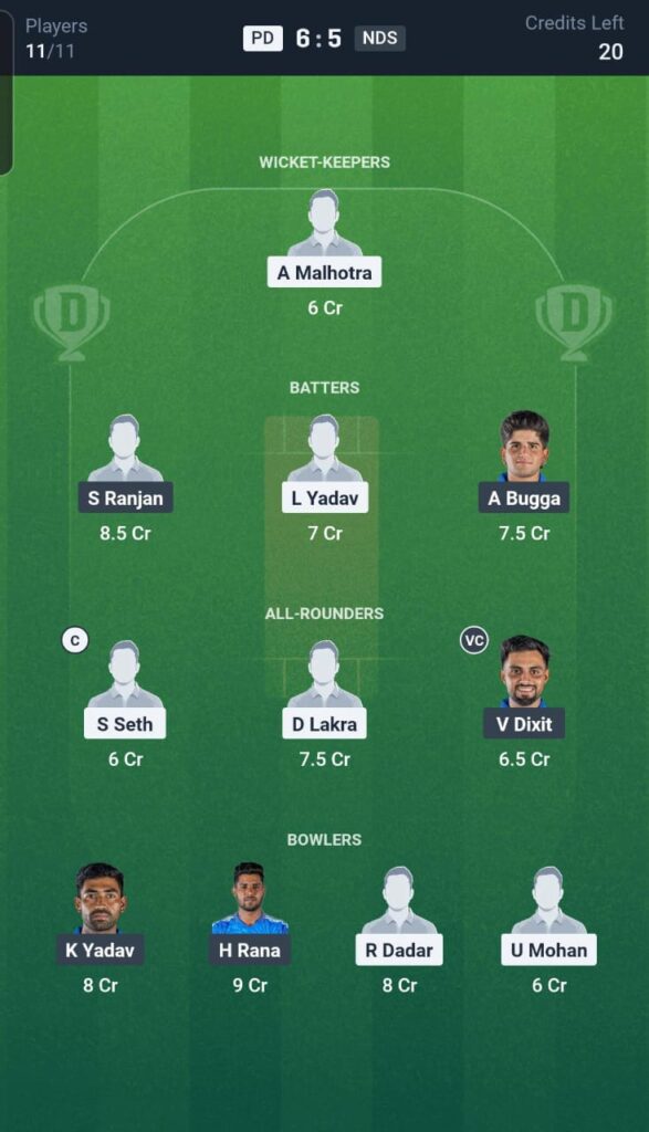 PD vs NDS Dream11 Team 16th Match