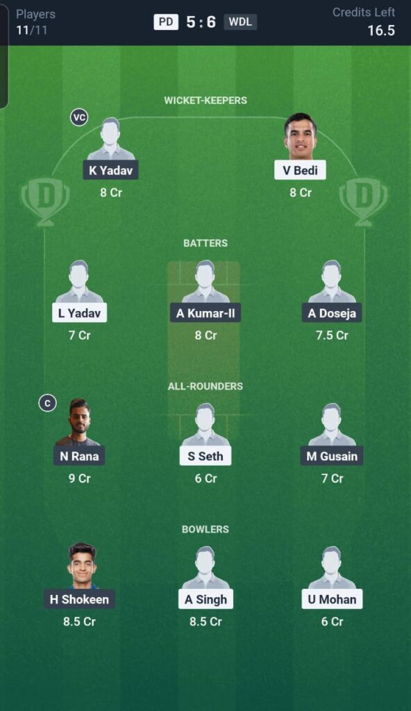 PD vs WDL Dream11 Team 10th Match
