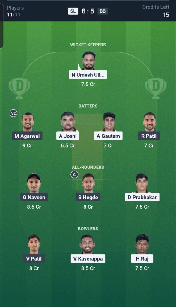 SL vs BB Dream11 Team 9th Match
