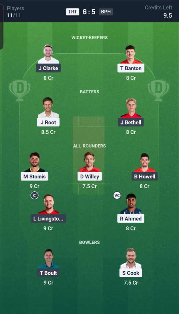 TRT vs BPH Dream11 Team 31st Match