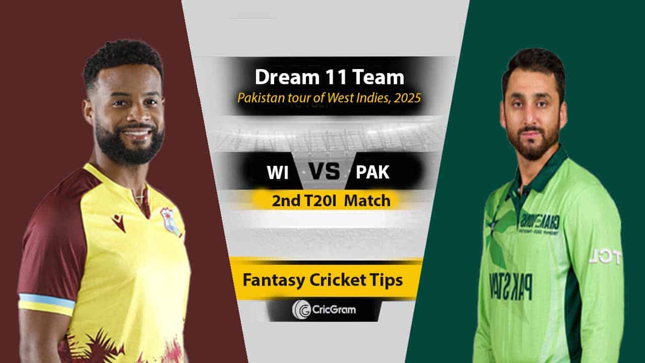 WI vs PAK Dream 11 Team, 2nd T20I Pakistan tour of West Indies