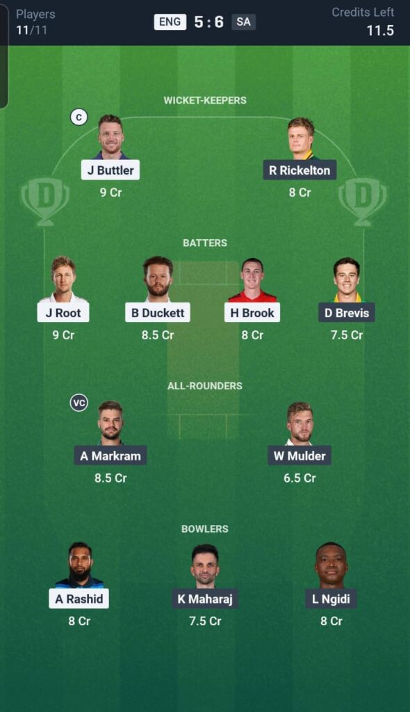 ENG vs SA Dream11 Team 1st ODI