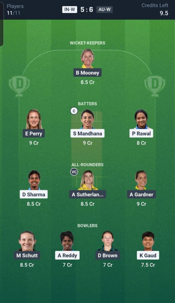 IN-W vs AU-W Dream11 Team 3rd ODI