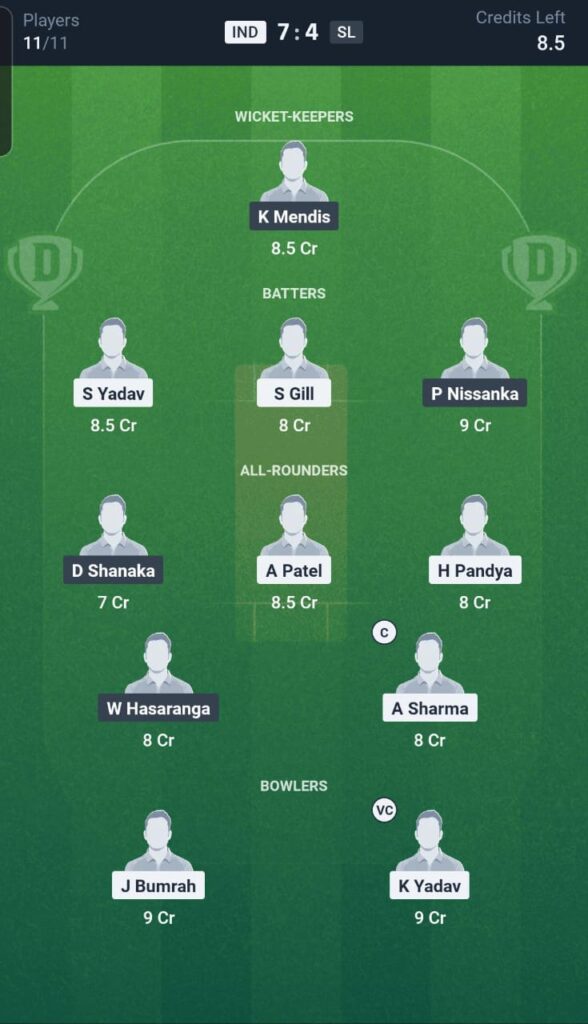 IND vs SL Dream11 Team 18th Match Super Fours