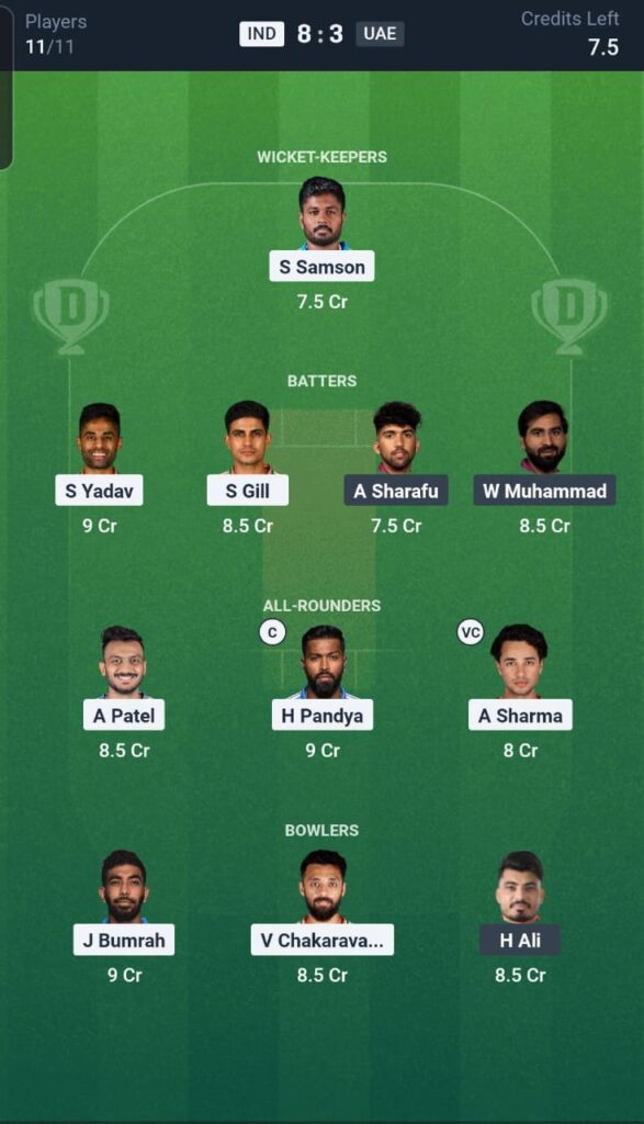 IND vs UAE Dream11 Team 2nd Match