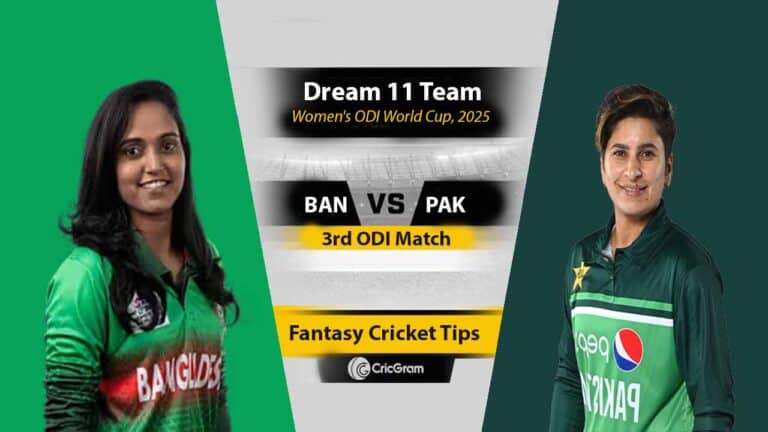 BAN vs PAK Dream 11 Team, 3rd ODI Women's ODI World Cup