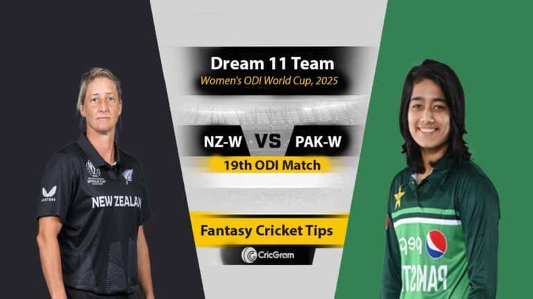 NZ-W vs PAK-W Dream 11 Team, 19th ODI Women's ODI World Cup
