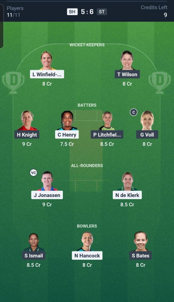 BH vs ST Dream11 Team 18th Match