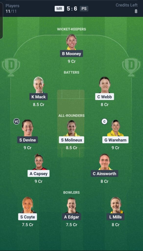 MR vs PS Dream11 Team 25th Match